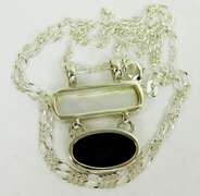 Sterling Silver Mother of Pearl & Black Onyx Necklace