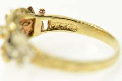 14K Yellow Gold Diamond Hawaiian Plumeria Flower Tri Tone Ring