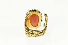 14K Yellow Gold Mexican Fire Opal Textured Statement Ring