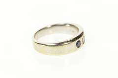 14K White Gold 0.30 Ctw Men's Diamond Sapphire Wedding Band Ring