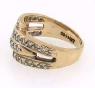 14k yellow gold multi row diamond channel set ring