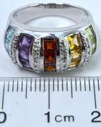 Sterling Silver Multicolored Gemstone Ring.