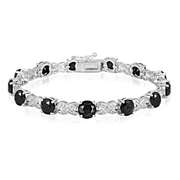 13ct Silver Tone Black Spinel and Diamond Accent X Bracelet