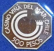 Franklin Mint: Sterling Sil Casino Chip, GEM Cameo PRF - 500 Pesos, Chili