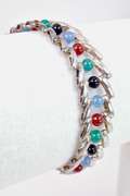 Multi-Gem Fancy Link Bracelet, Sterling