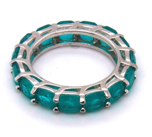 Sterling Silver Emerald Style Eternity Band
