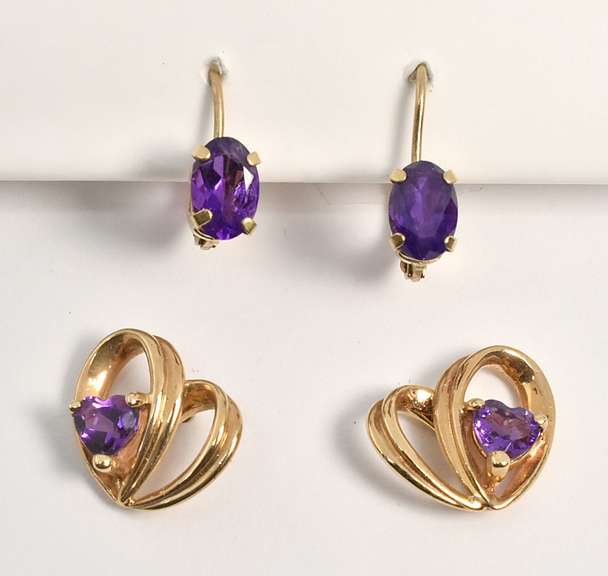 Two Pairs of Amethyst Earrings