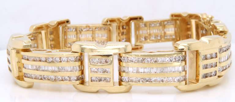 Must Have! Yellow Gold 12cts Diamond Gent's Bracelet