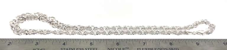 Intricate Handmade Italian Sterling Silver Byzantine Graduated Necklace