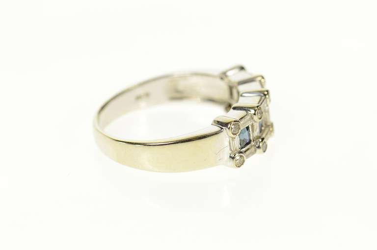 14K White Gold 1.07 Ctw Sapphire Diamond Wedding Band Ring