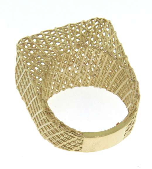 Handmade Italian 14k Gold Basket Weaved Ring