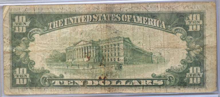 10 1934 $ A Series Emergency Issue Silver Certificate in PCS Holder