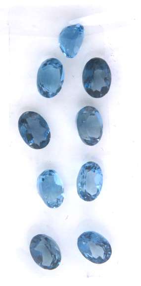 Dashing Set of 9 Oval Cut London Blue Topaz Gemstones, 9.95cts