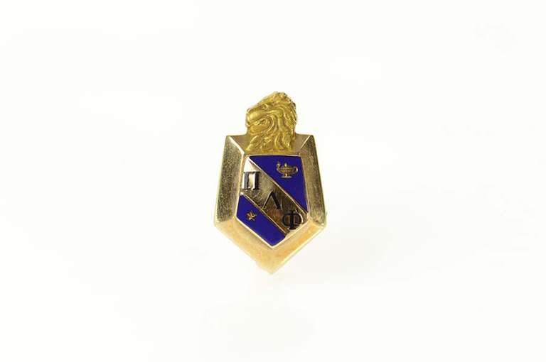10K Yellow Gold Pi Lambda Phi Art Deco Enamel Fraternity Pin/Brooch