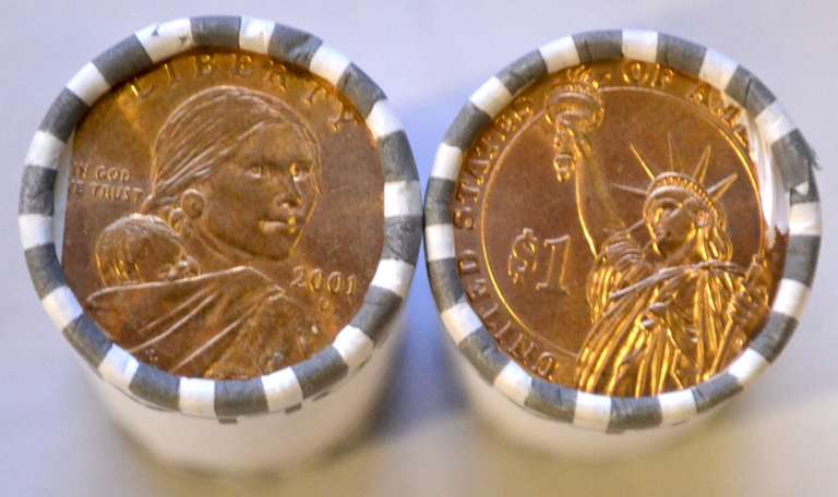 2 $25 Rolls of Mixed Unc $1 Coins
