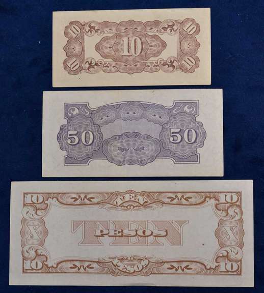 Lot Of 50 Rare WW2 1942 Philippines Japanese Occupation Peso And Centavo Notes.