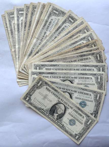 50 Various 1935 & 1957 Series $1 Silver Certificates