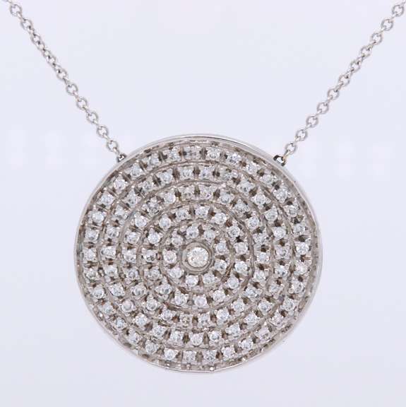 Charming PAve Diamond Disc Pendant on Chain