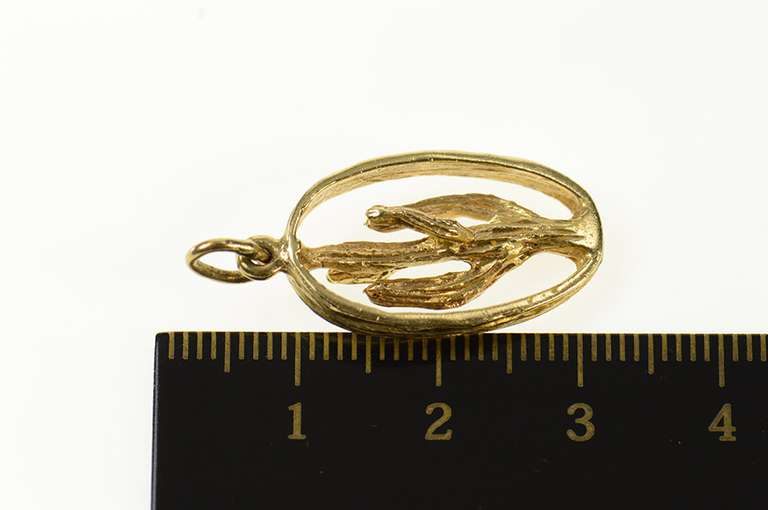 14K Yellow Gold 3D Ornate Saguaro Cactus Desert Motif Charm/Pendant