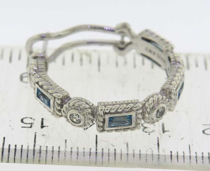 Judith Ripka Blue Topaz Diamonique Hoop Earrings