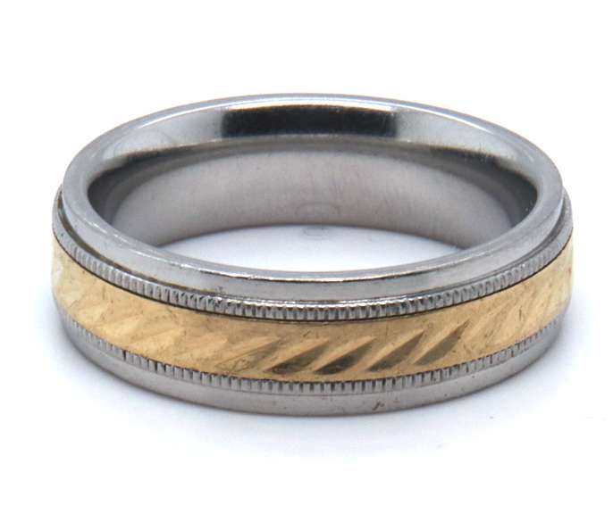 MENS 14K WHITE AND YELLOW GOLD BAND