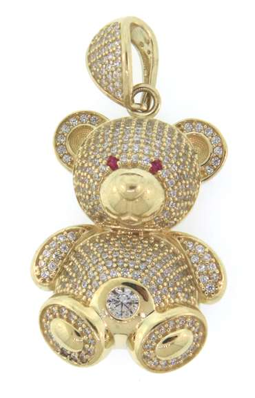Cute 14kt Yellow Gold Teddy Bear Pendant