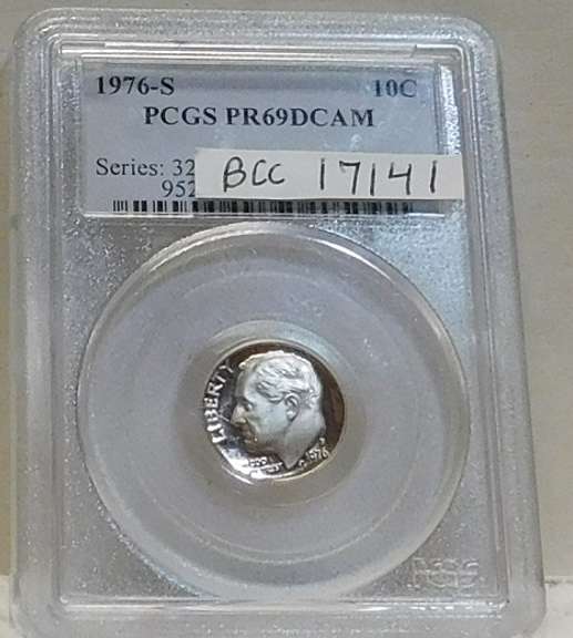 1976-S PRF Roos Dime PCGS PR-69-DCam