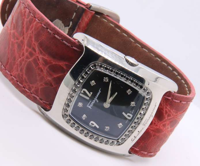 Ferragamo Vara F51 Black Mop Diamond Watch