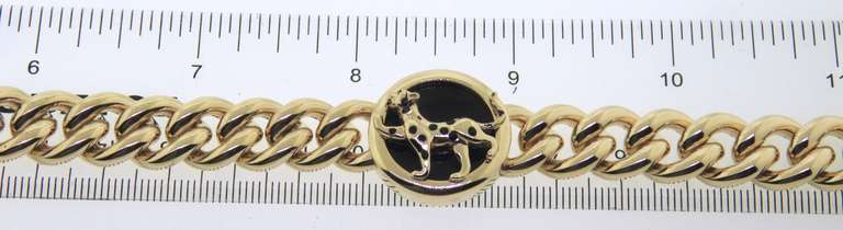 Powerful Yellow Gold Black Onyx Panther Bracelet