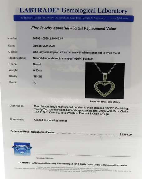 Dazzling Platinum Diamond Heart Shaped Pendant on Chain