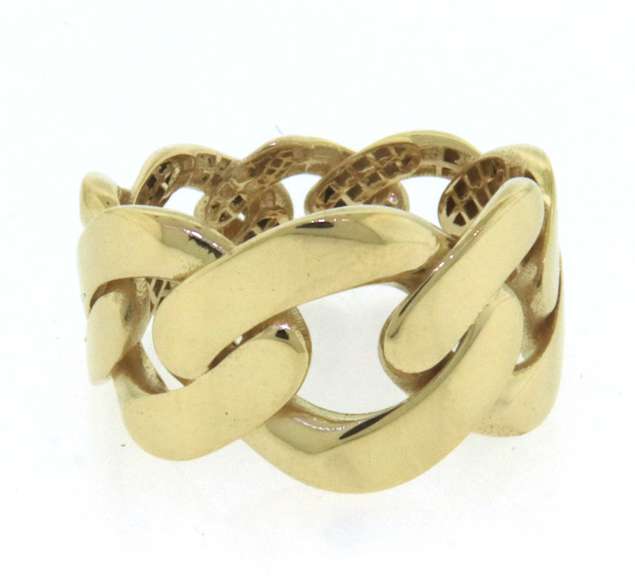 Contemporary Handmade Italian 14k Gold Curb Chain Ring