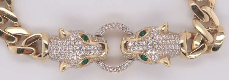 Awesome 14kt Yellow Gold Panther Chain Link Bracelet