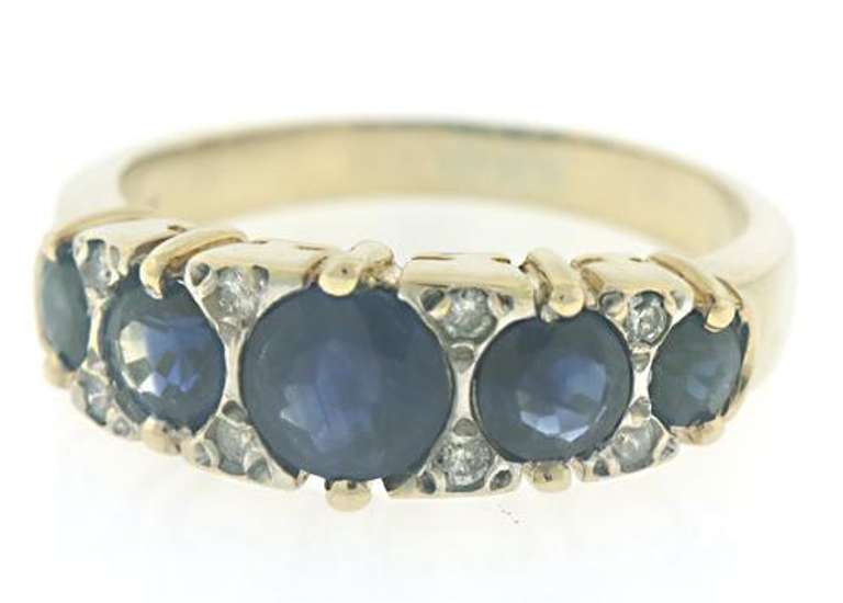 Vintage 14kt YG Sapphire and Diamond Ring