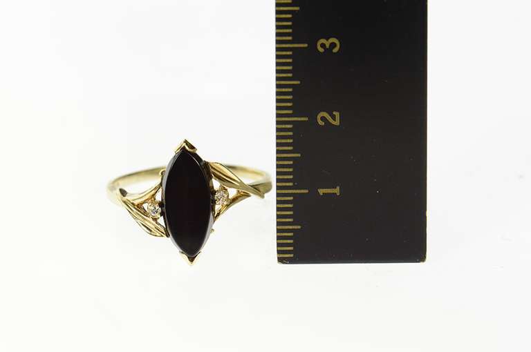10K Yellow Gold Black Onyx Diamond Accent Statement Ring