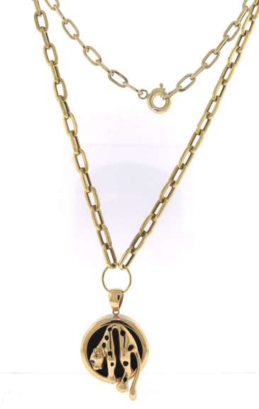 BRAND NEW! Romantic Yellow Gold Black Onyx Panther Necklace