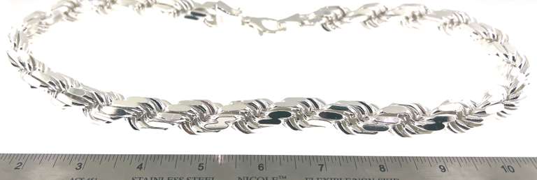 Gigantic Handmade Italian Sterling Silver Rope Chain Necklace