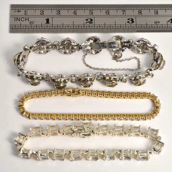 Three Sterling Clear Stone Bracelets