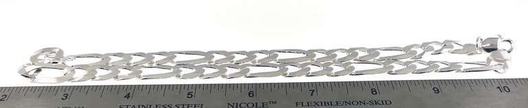 Handmade Italian Sterling Silver Figaro Chain Necklace