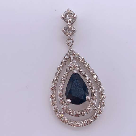 14kt Gold, Blue Sapphire, & Diamond Pendant