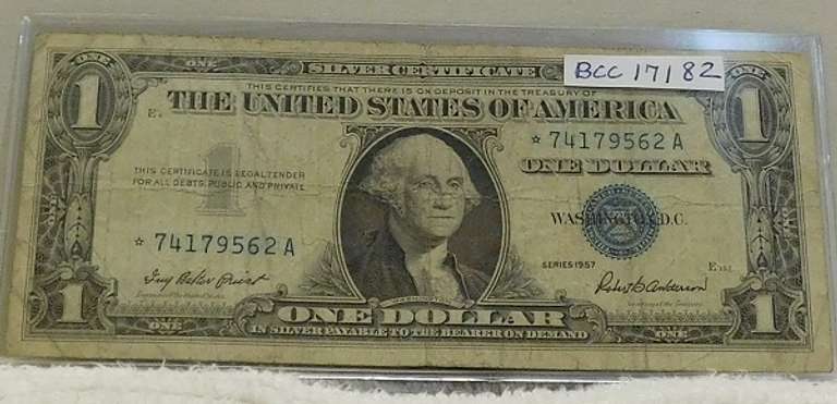 1957 Star Note $1 Sil Cert, circ.