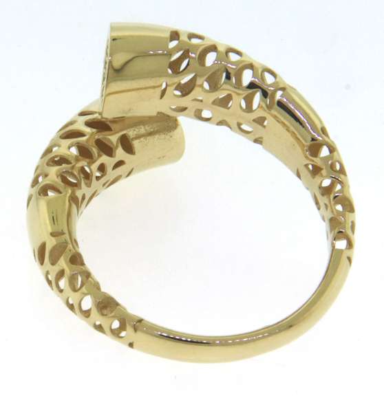 Contemporary Handmade Italian 14k Gold Horn Ring with Cubic Zirconias