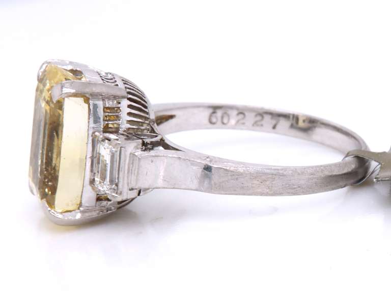 Incredible Platinum Heat Yellow Sapphire and Diamond Ring