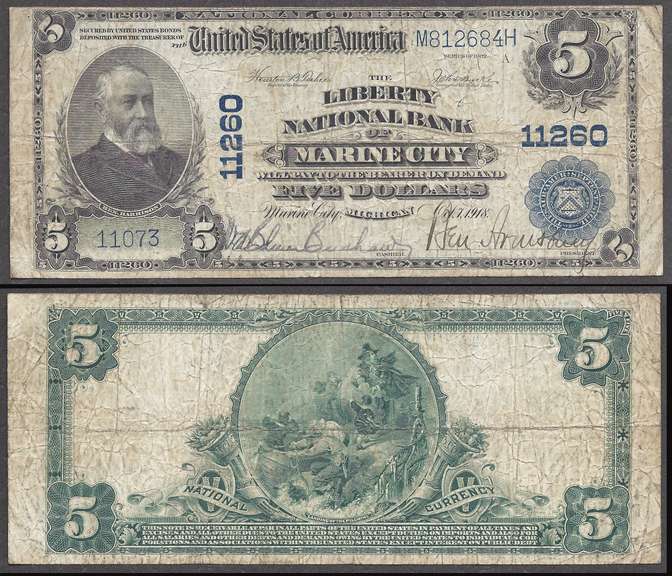 Scarce $5 1902 ND Marine City Liberty NB CH 11260