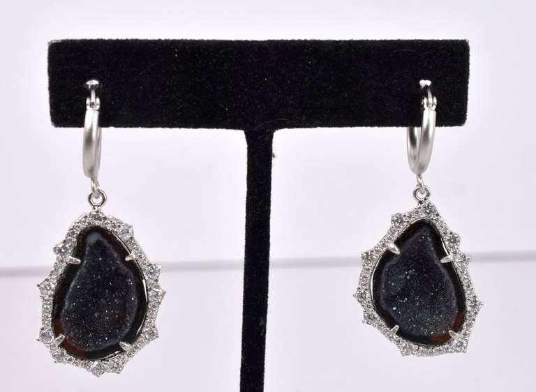 Dazzling Geode Formation & CZ Set in Sterling Silver Earrings