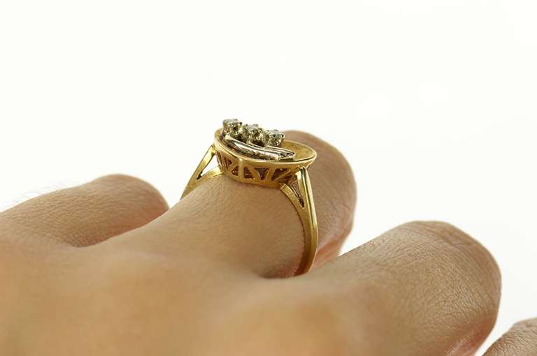 14K Yellow Gold Retro Diamond Accent Heart Promise Ring