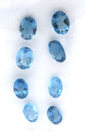 Exceptional Group of 8 Oval Cut London Blue Topaz Gemstones, 10.37cts