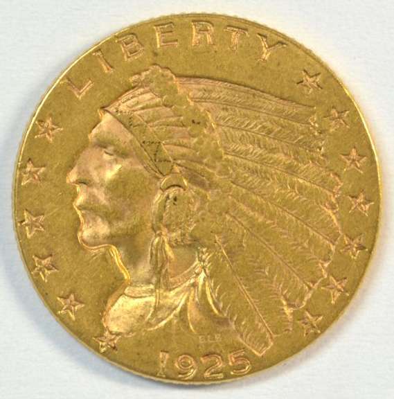 BU 1925-D US $2.50 Indian Gold Piece. Nice