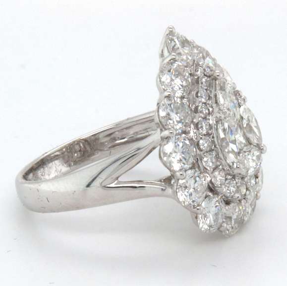 Enormous 18k Stamped White Gold Diamond Ring