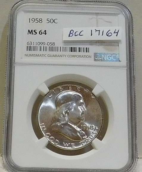 1958 Sil Franklin Hf NGC MS-64 near GEM