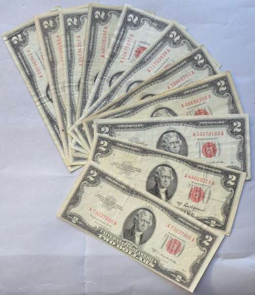 11 Various Series $ 2 Red Seal US Notes